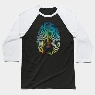 Fingerprint Acoustic Guitar Outline Colorful Theme Baseball T-Shirt